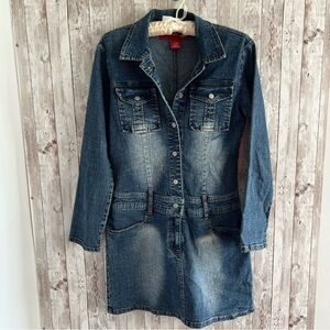 Vintage Neeso Denim Long Sleeve Mini Dress Large